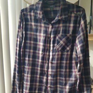 ROOTS Women Scotch Plaid Long Button Down Shirt With a Belt